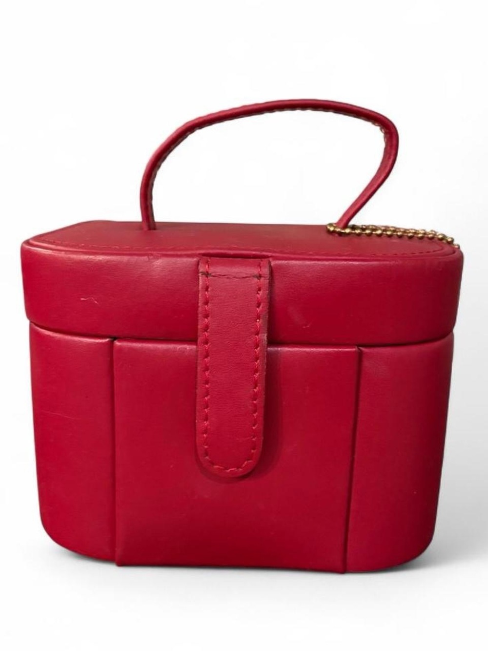 Dazzle Genuine Red Leather Mini Trunk Jewelry Box Case Travel Vanities
Storage